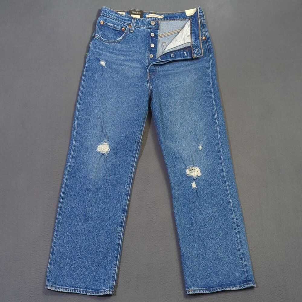 Levi's Premium Jeans Women's 30x27 Blue Ribcage Straight Ankle Denim NWT